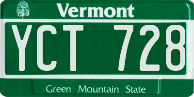 VT license plate YCT728