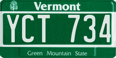 VT license plate YCT734