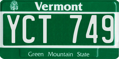 VT license plate YCT749