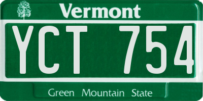 VT license plate YCT754