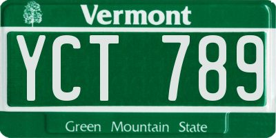 VT license plate YCT789