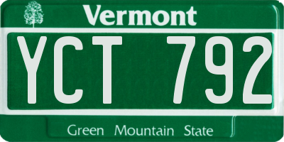 VT license plate YCT792
