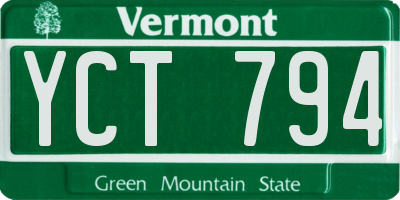 VT license plate YCT794