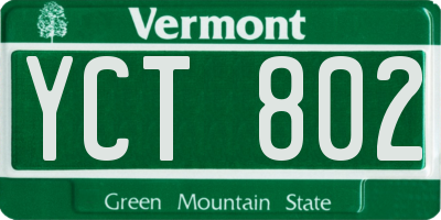 VT license plate YCT802