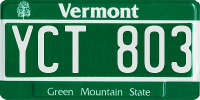 VT license plate YCT803