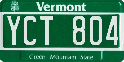 VT license plate YCT804
