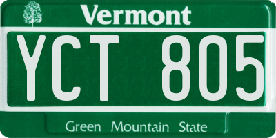 VT license plate YCT805
