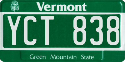 VT license plate YCT838