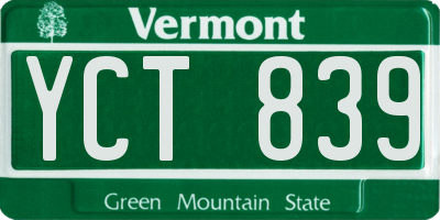 VT license plate YCT839