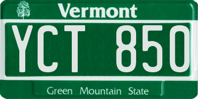 VT license plate YCT850