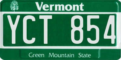 VT license plate YCT854