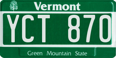 VT license plate YCT870