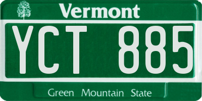 VT license plate YCT885