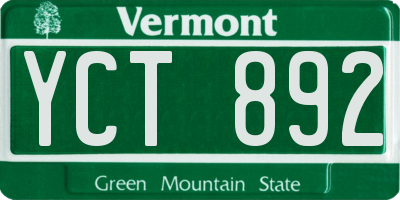 VT license plate YCT892