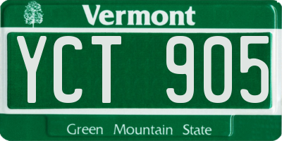 VT license plate YCT905
