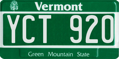 VT license plate YCT920