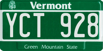 VT license plate YCT928