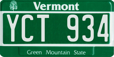 VT license plate YCT934