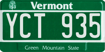 VT license plate YCT935