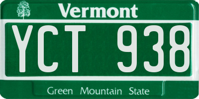 VT license plate YCT938