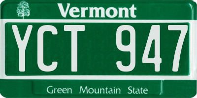 VT license plate YCT947