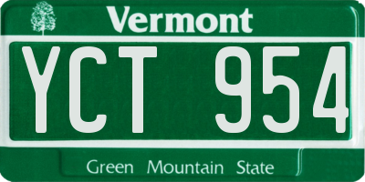 VT license plate YCT954