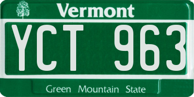 VT license plate YCT963