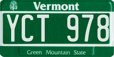 VT license plate YCT978
