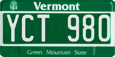 VT license plate YCT980