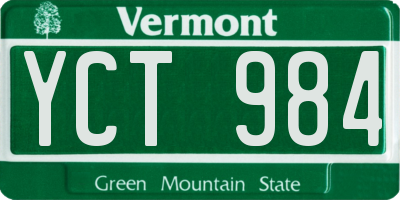 VT license plate YCT984