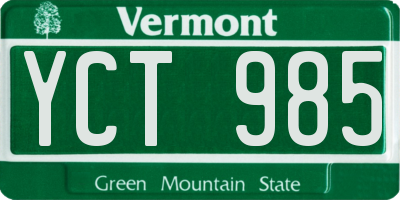 VT license plate YCT985