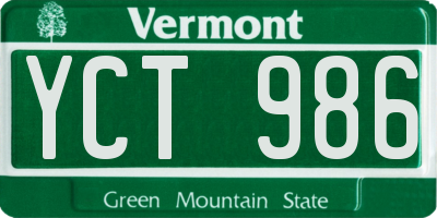 VT license plate YCT986