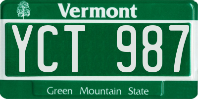 VT license plate YCT987