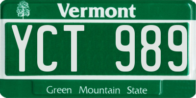 VT license plate YCT989