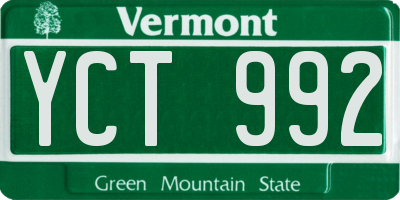 VT license plate YCT992