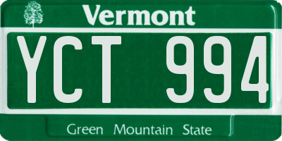 VT license plate YCT994