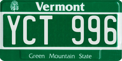 VT license plate YCT996