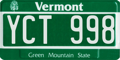 VT license plate YCT998