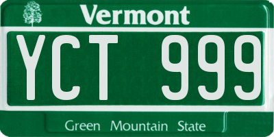 VT license plate YCT999