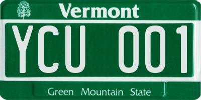 VT license plate YCU001