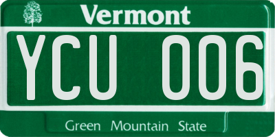 VT license plate YCU006