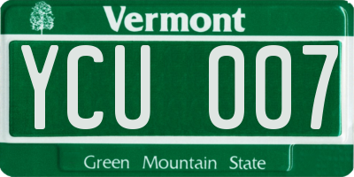 VT license plate YCU007