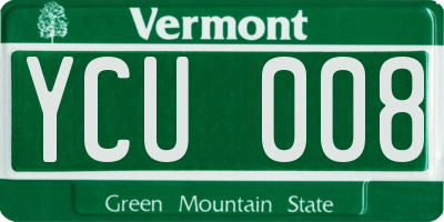 VT license plate YCU008