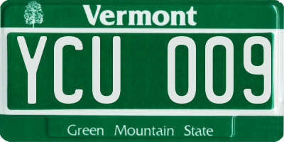 VT license plate YCU009