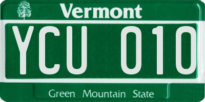 VT license plate YCU010