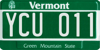 VT license plate YCU011