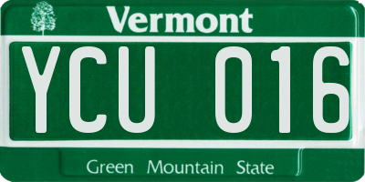VT license plate YCU016