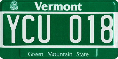 VT license plate YCU018