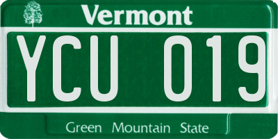 VT license plate YCU019
