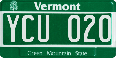VT license plate YCU020